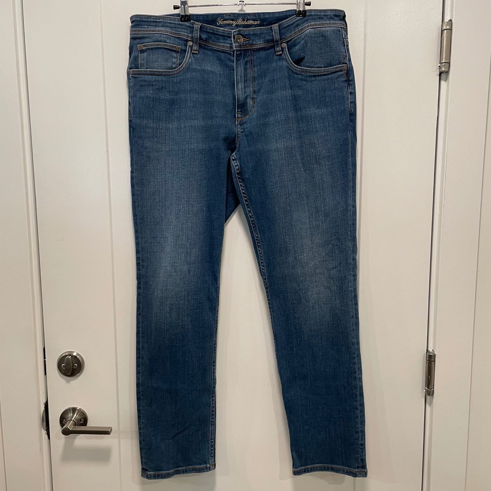 Tommy Bahama Boracay Straight Leg Jeans Men 36x32 Blue Medium Wash Stretch Denim